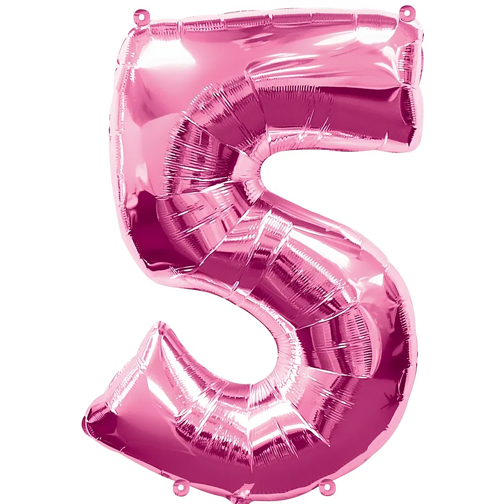 Amscan Zahlen Pink Folienballon Nummer 5 Pink 86cm | Kindergeburtstag