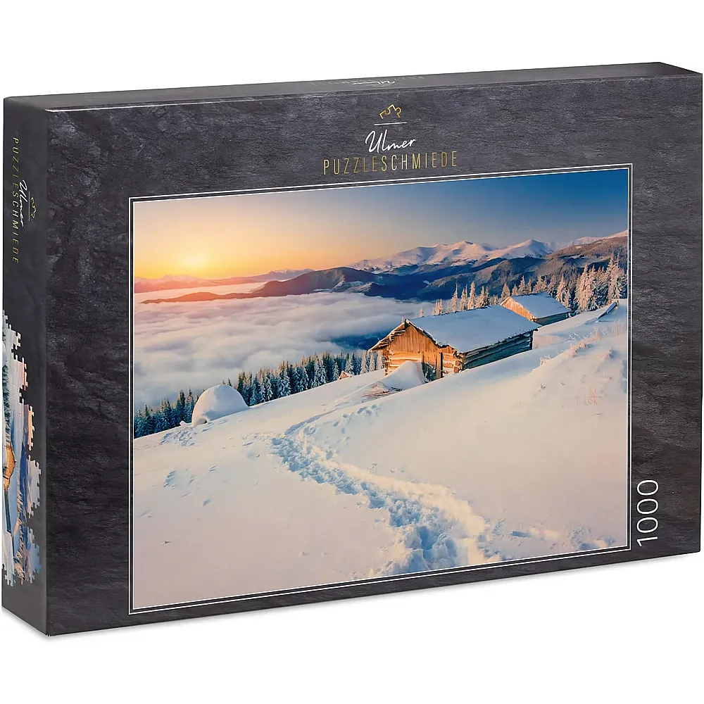 Ulmer Puzzleschmiede Schneebedeckte Berge mit einsamer Alm-H�tte - 1000 Teile