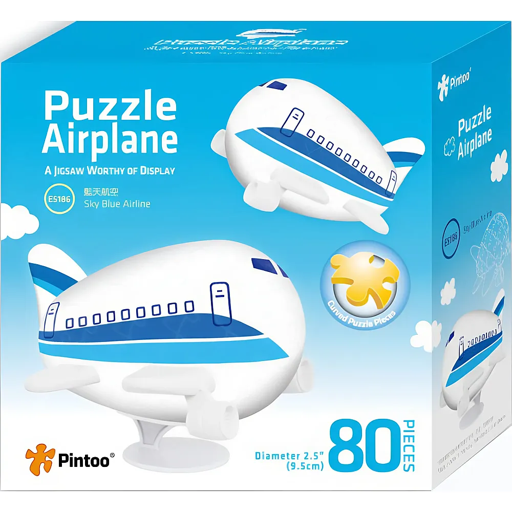 Pintoo Puzzle 3D Airplane Puzzle - Sky Blue Airline 80Teile