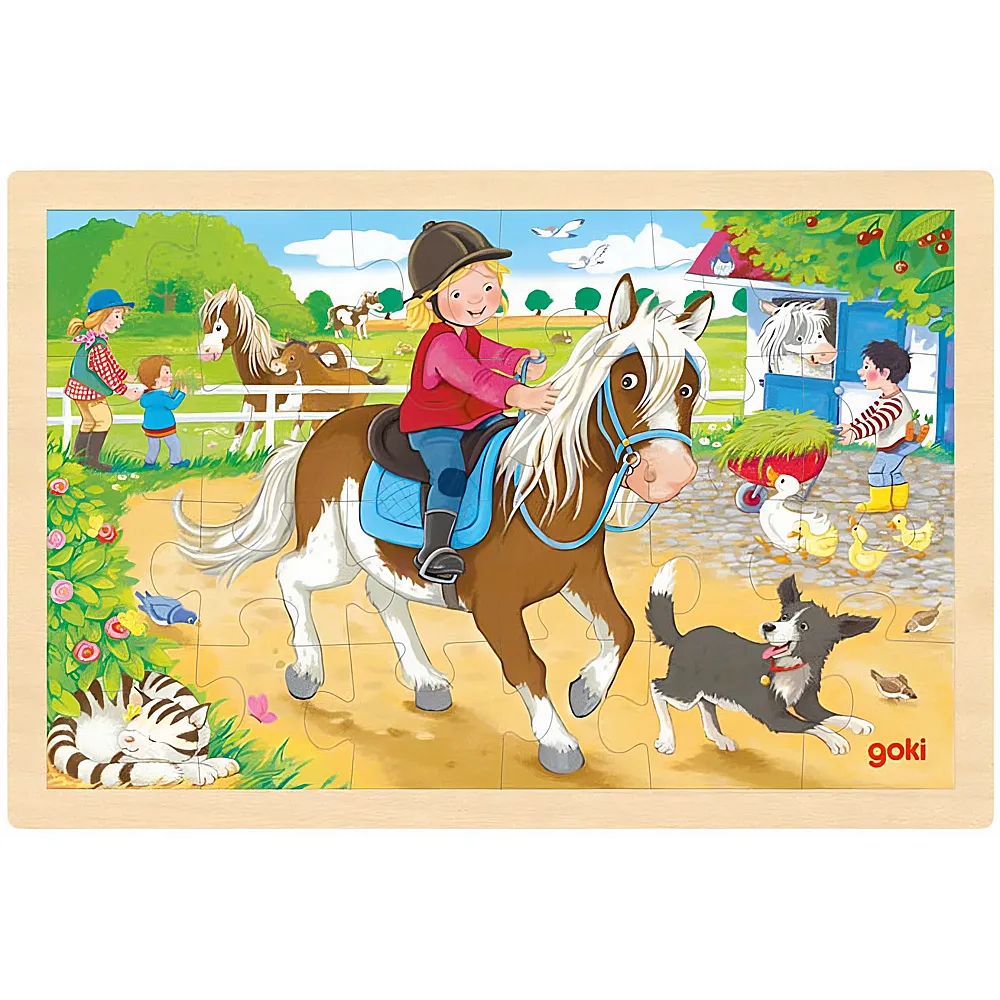 meinspielzeug - Goki Puzzle Ponyhof 24Teile | Rahmenpuzzle