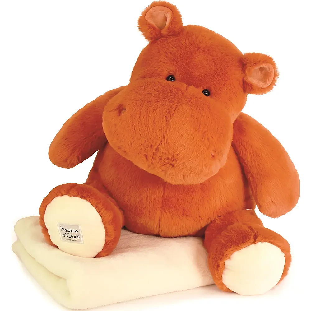 Doudou et Compagnie Hippo mit Kuscheldecke Terracotta - 45 cm - Wildtiere Pl�sch