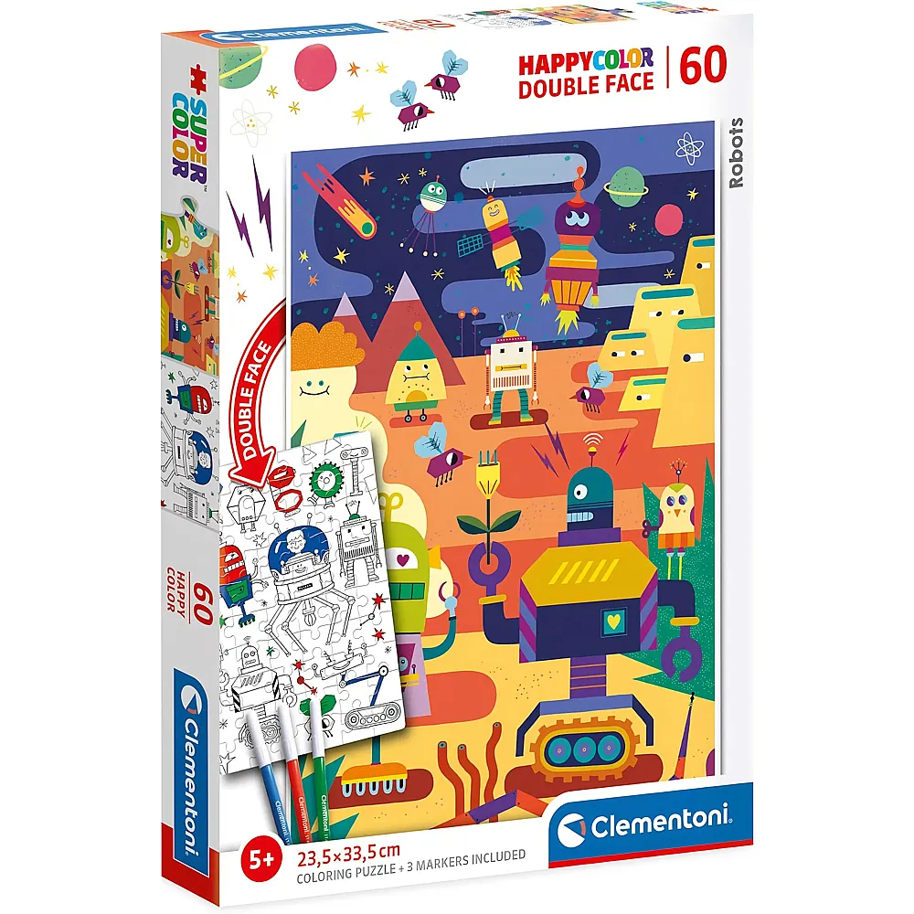 Clementoni Puzzle Happycolor Robots - 60 Teile