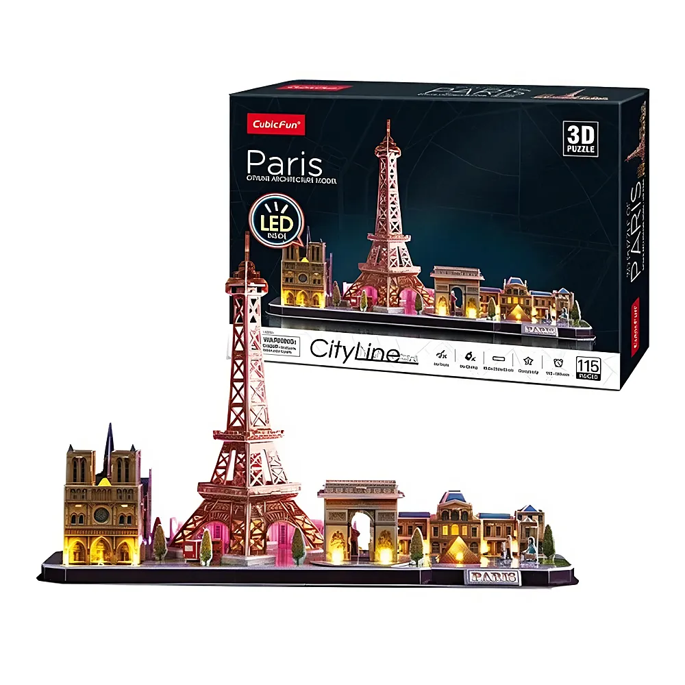 Cubic Fun Puzzle 3D City Line Paris LED 115Teile | 3D Puzzle