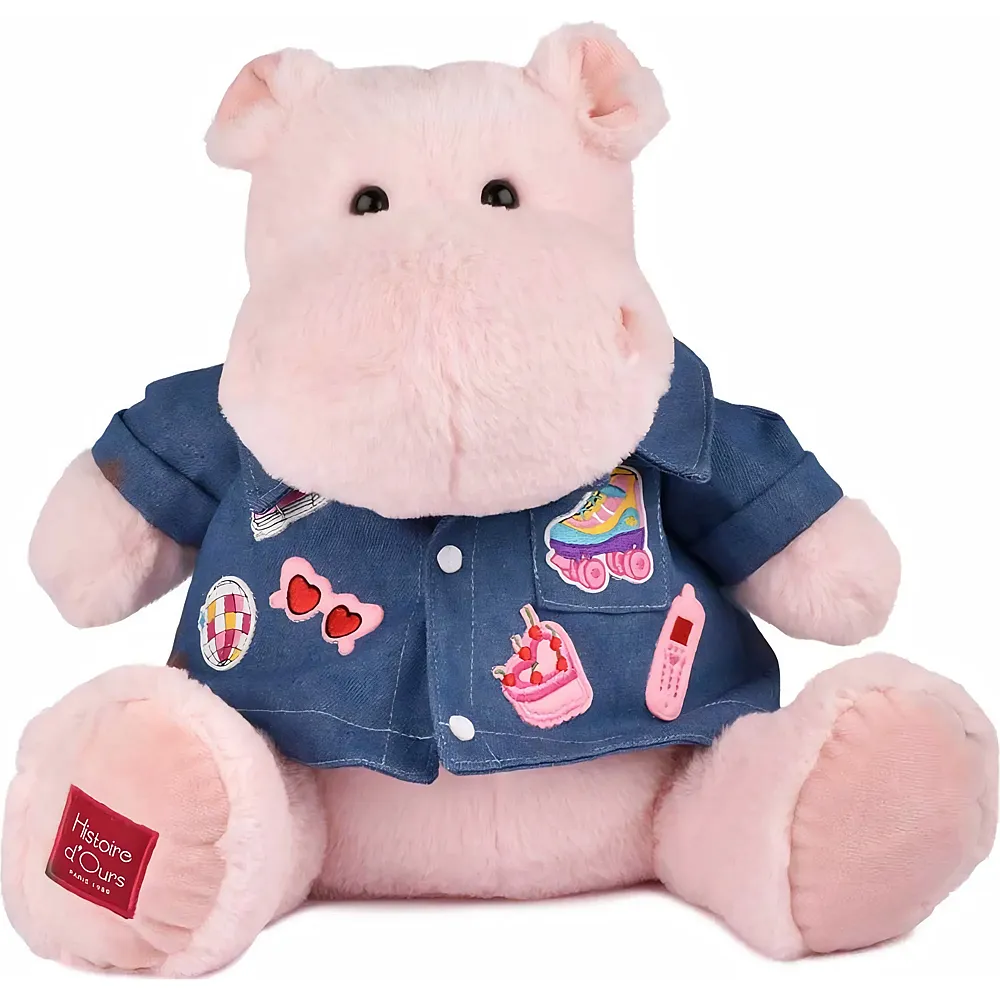 Doudou et Compagnie Hippo mit Jeansjacke Rosa - 38 cm
