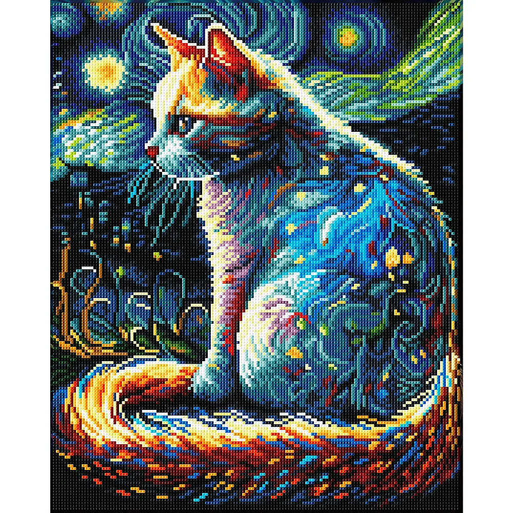 Diamond Dotz Katze bei Nacht