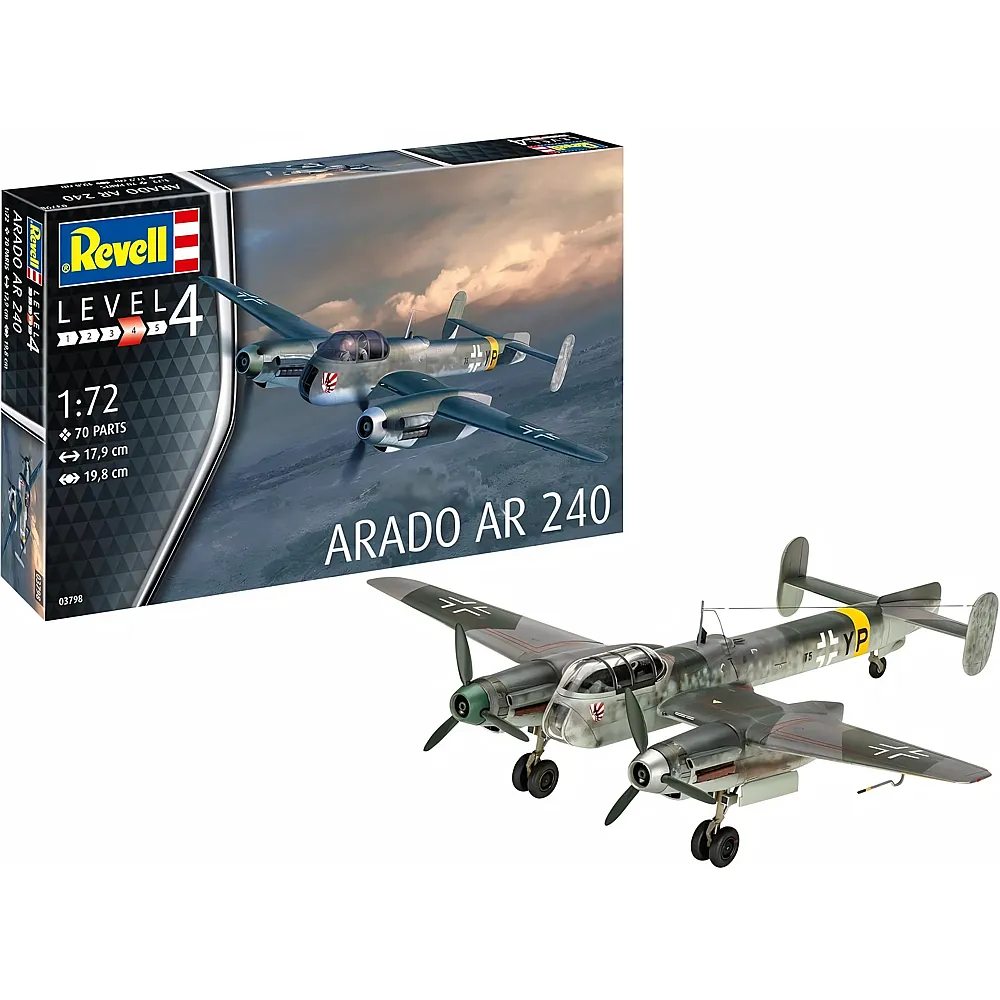 meinspielzeug - Revell Level 4 Modellbau Arado AR-240 - 70 Teile | Modellbausatz Milit�r