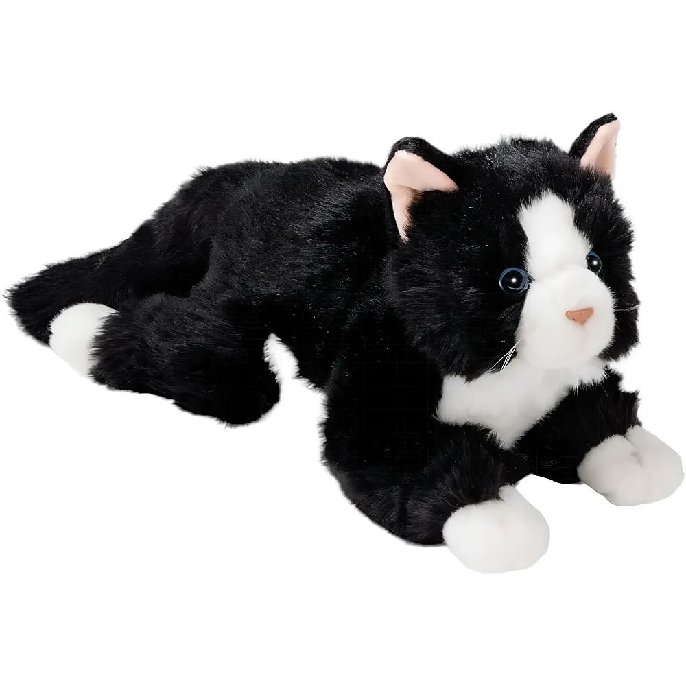 Carl Dick Katze liegend Schwarz-Weiss - 30 cm