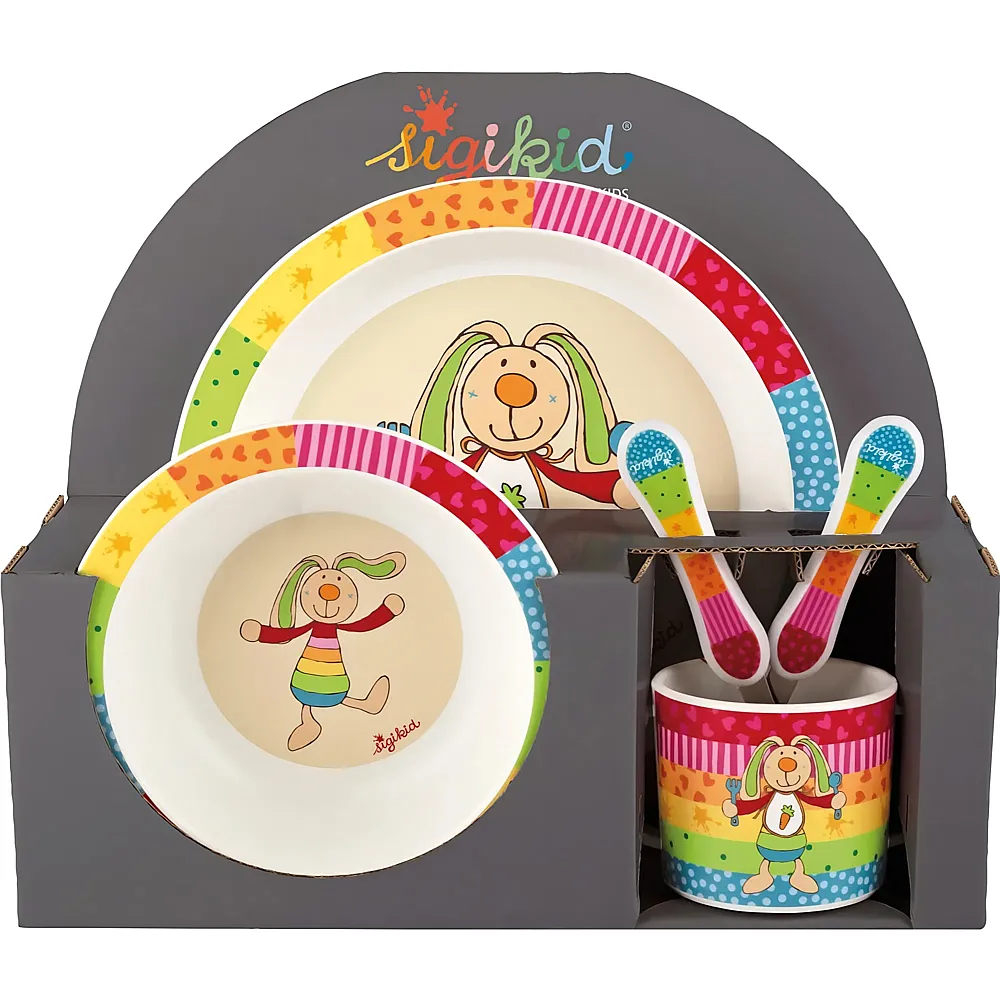 Sigikid Geschirr-Set Hase Rainbow Rabbit Kinderbunt | Essen & Trinken