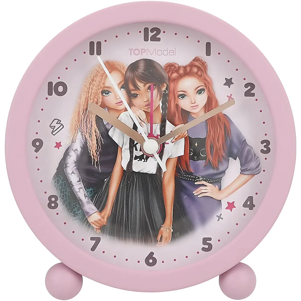 Depesche Top Model Rebel Kitty - Wecker in Lila, lautlose Uhr mit Licht-Funktion