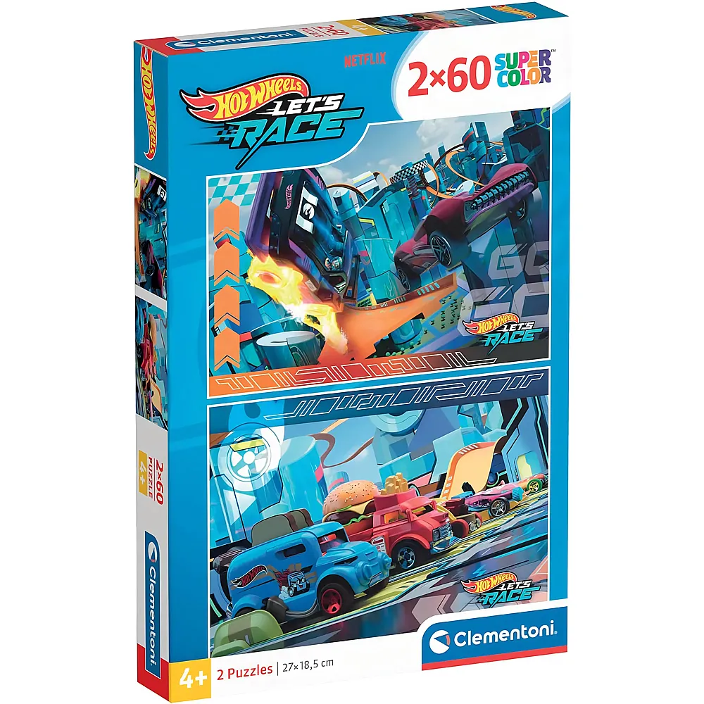 Clementoni Puzzle Supercolor Hot Wheels Let's Race 60Teile