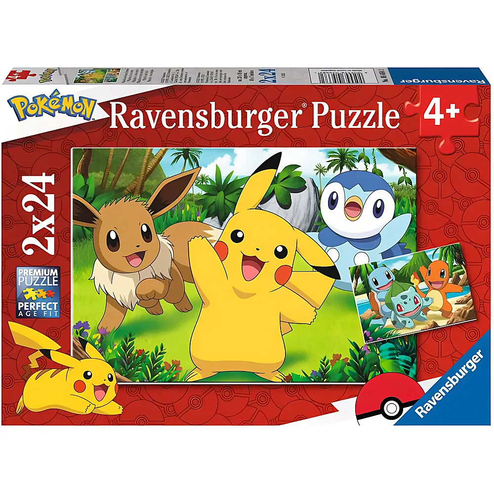 Ravensburger Puzzle Pokmon Pikachu und seine Freunde 2x24