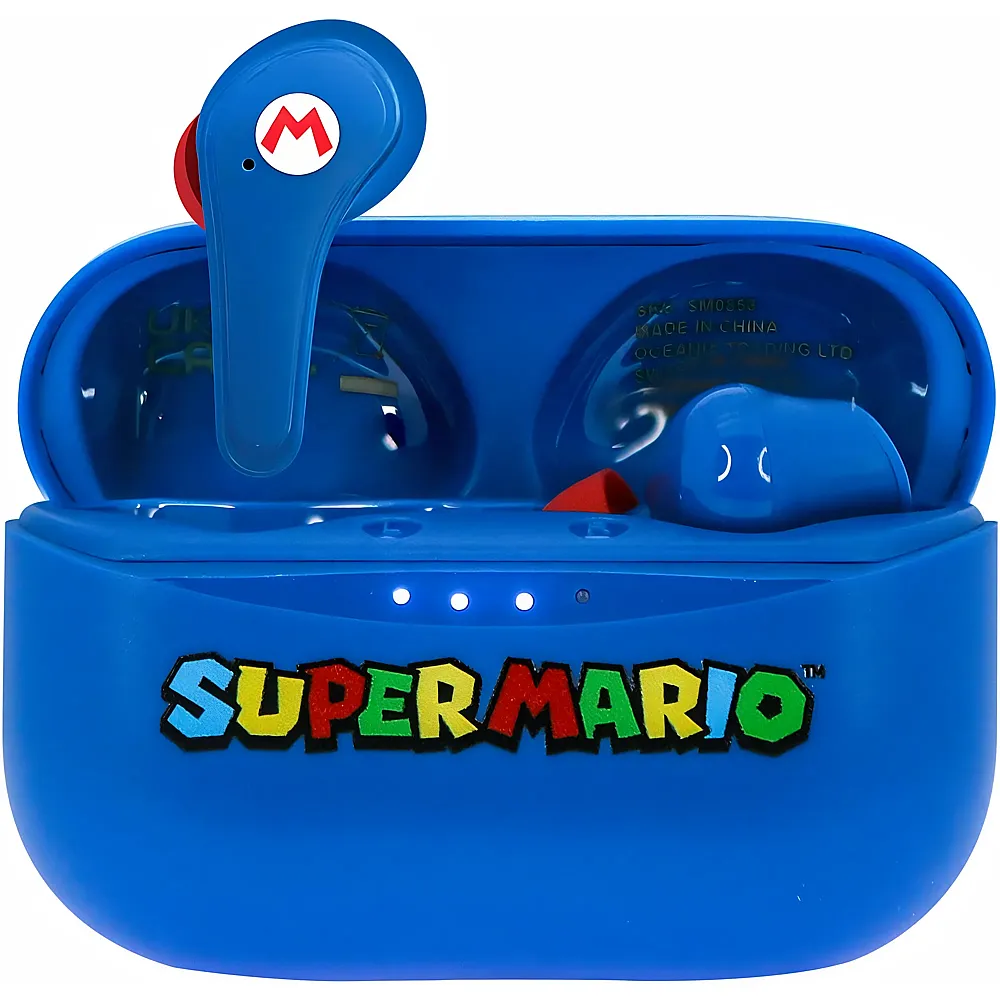OTL Technologies Bluetooth-Kopfh�rer V5.0 Super Mario mit Ladebox, Blau