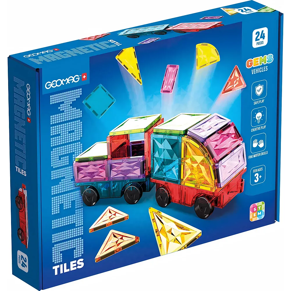 Geomag Magnetic Tiles Gems Vehicles - 24 Teile