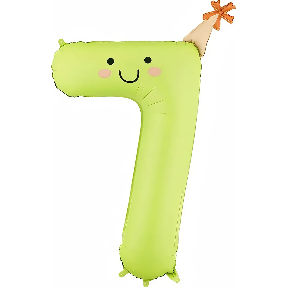PartyDeco Folienballon Zahl 7 Smiley's hellgr�n - Suche