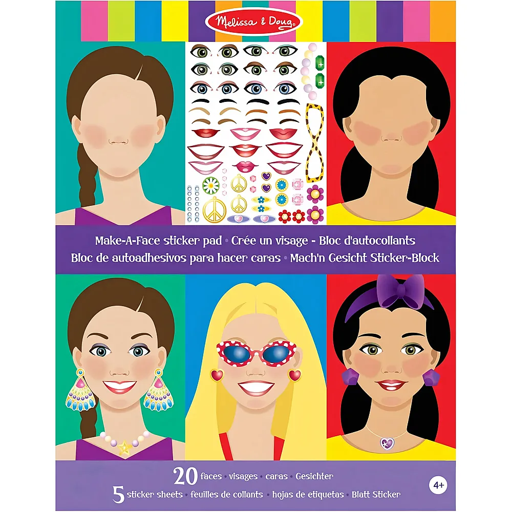 Melissa & Doug Stickerbrett zur Gestaltung eines Gesichts  Aktivit�tsbrett  Stickerbrett  3+  Geschenk f�r Jungen oder M�dchen
