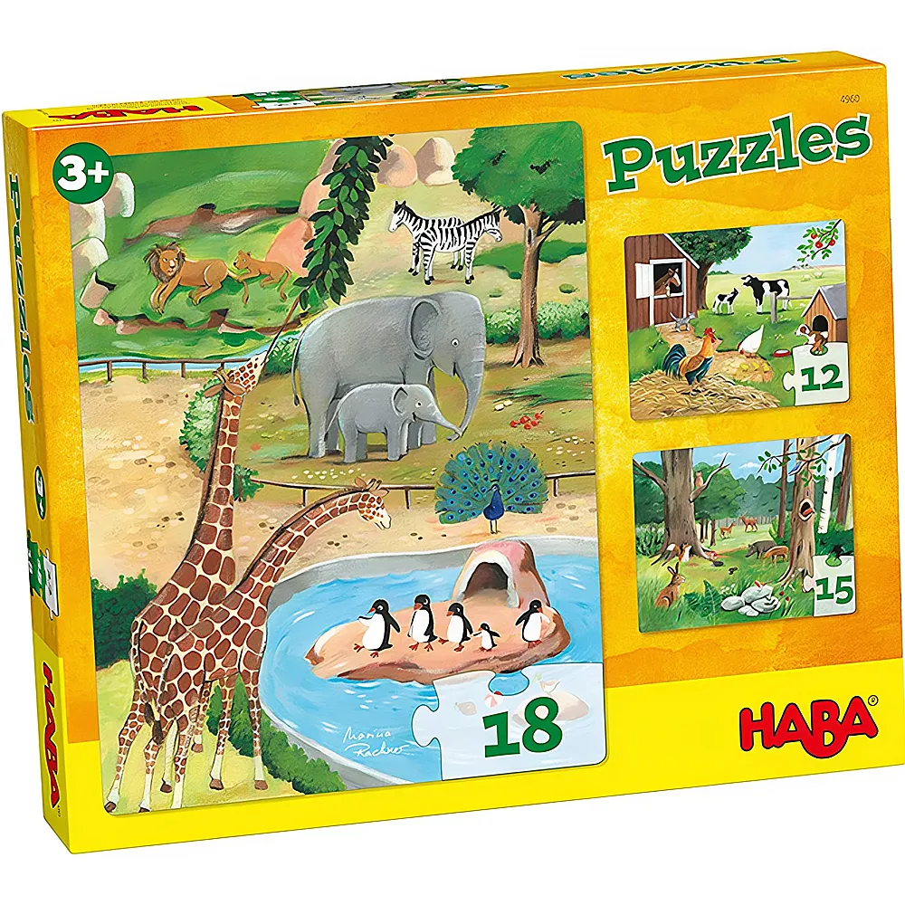 HABA Puzzle Drei Tiere 12-15-18