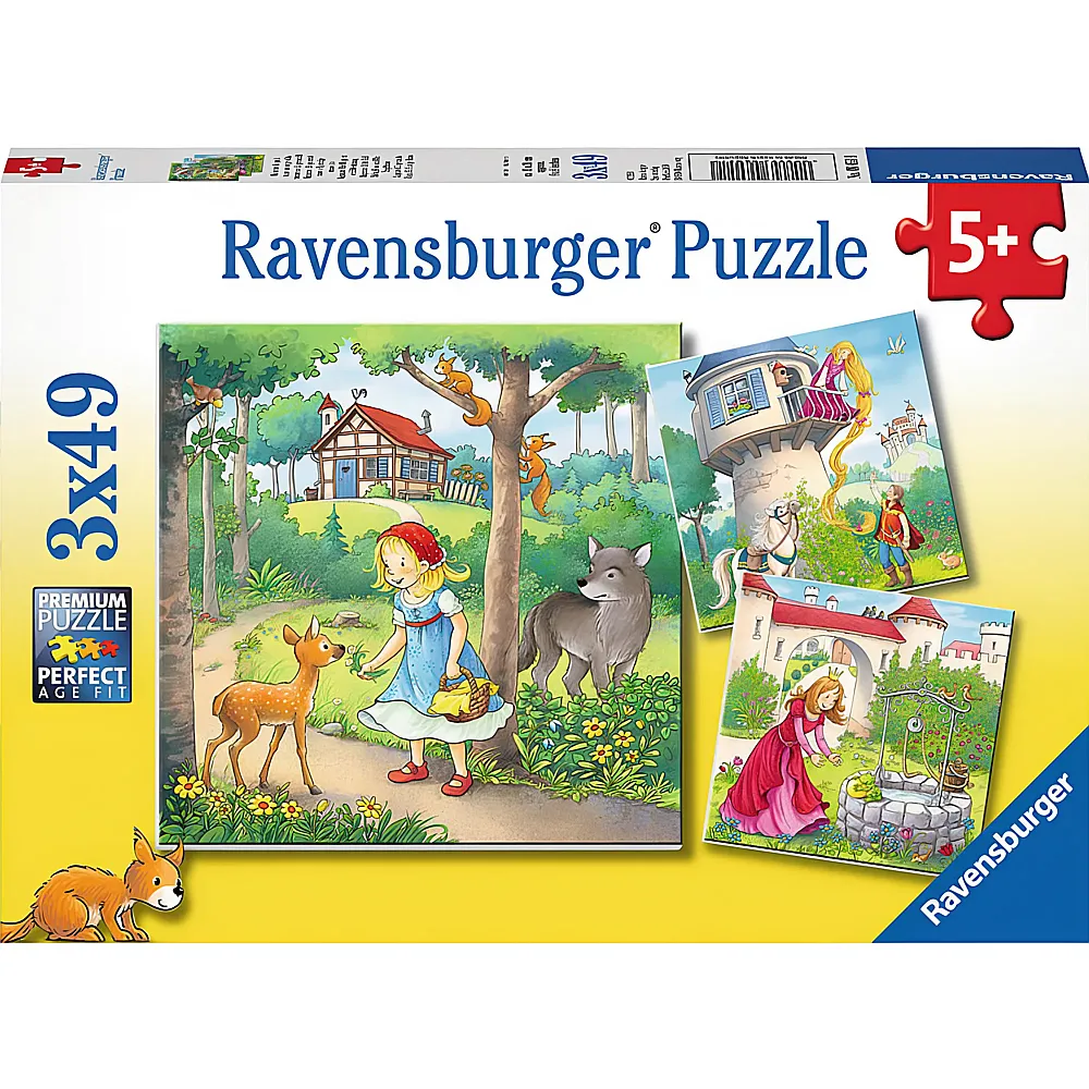Ravensburger Puzzle Rapunzel, Rotkpchen & Froschknig 3x49