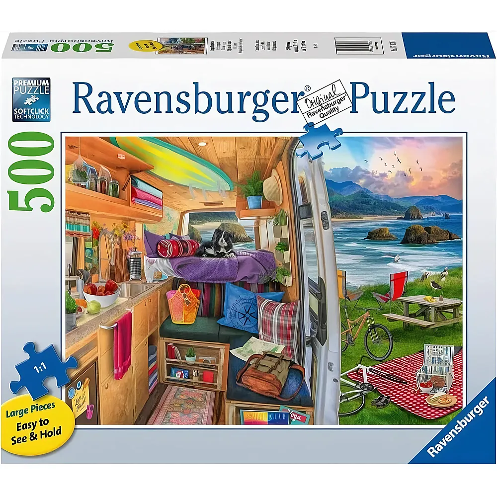 Ravensburger Puzzle Mit dem Wohnmobil am Strand 500Teile