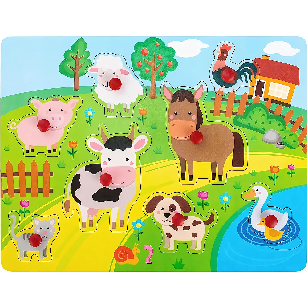 FANCY Steckpuzzle Bauernhof Holz - Holzpuzzle Holz Puzzle Holzspielzeug ab 1 Jahr 2 3 Jahre Bauernhof