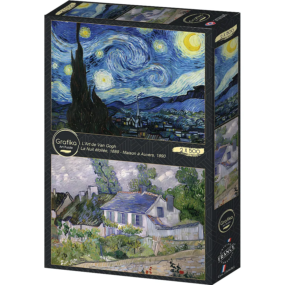 Grafika Puzzle Art Collection Vincent Van Gogh 2in1 Sternennacht, 1889 - H�user in Auvers, 1890 500Teile