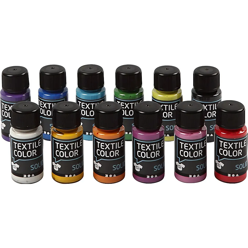 Creativ Company Deckende Stofffarbe  Set mit 12 Farben, 50 ml