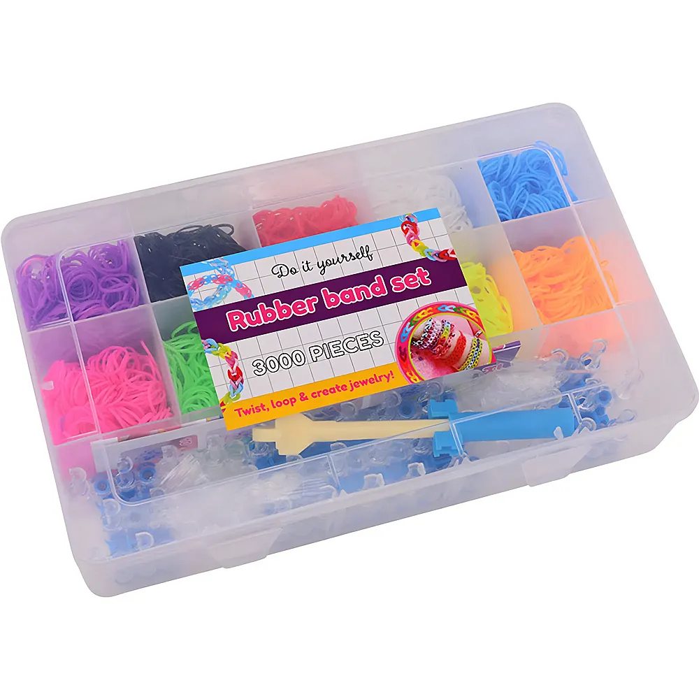 Johntoy Loom Straps Set in Aufbewahrungsbox - 3000 Teile