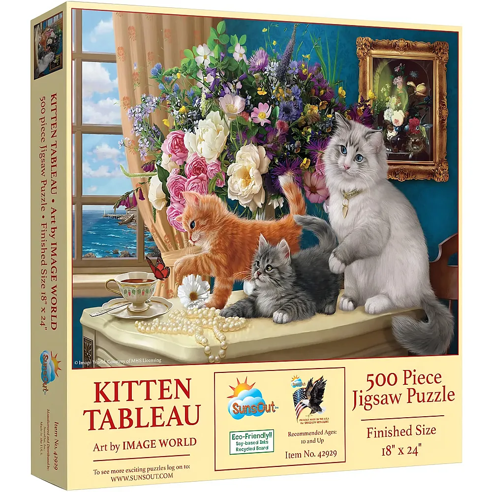 SunsOut Puzzle Image World Kitten Tableau - 500 Teile