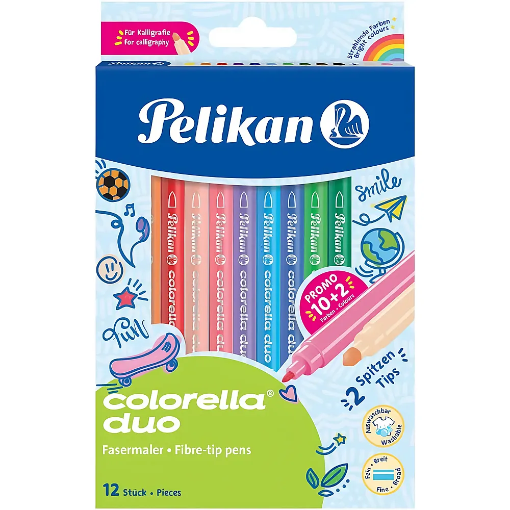 meinspielzeug - Pelikan Faserschreiber Colorella Duo 12Teile | Farbe & Kreide