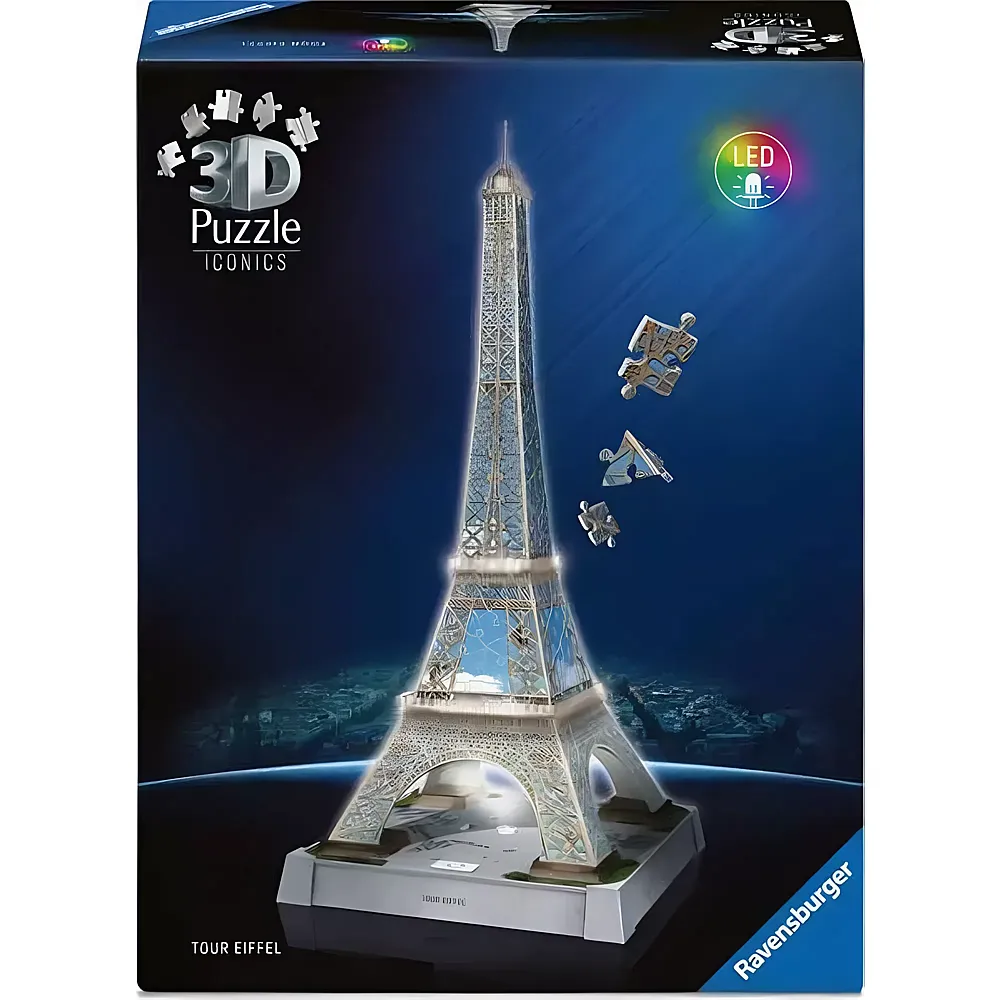 Ravensburger Puzzle Iconics Eiffelturm mit Licht 216Teile