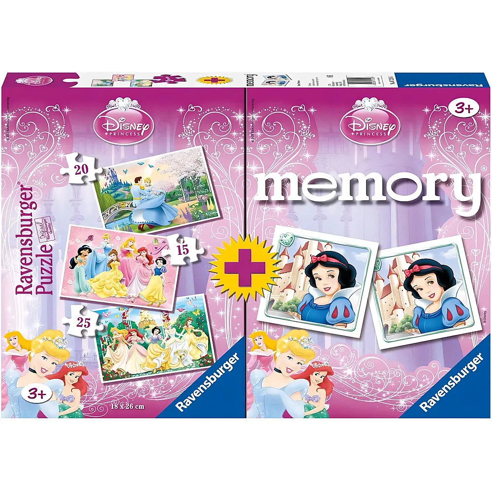 Ravensburger Disney Princess Prinzessinnen Puzzles+ Memory - 25 Teile