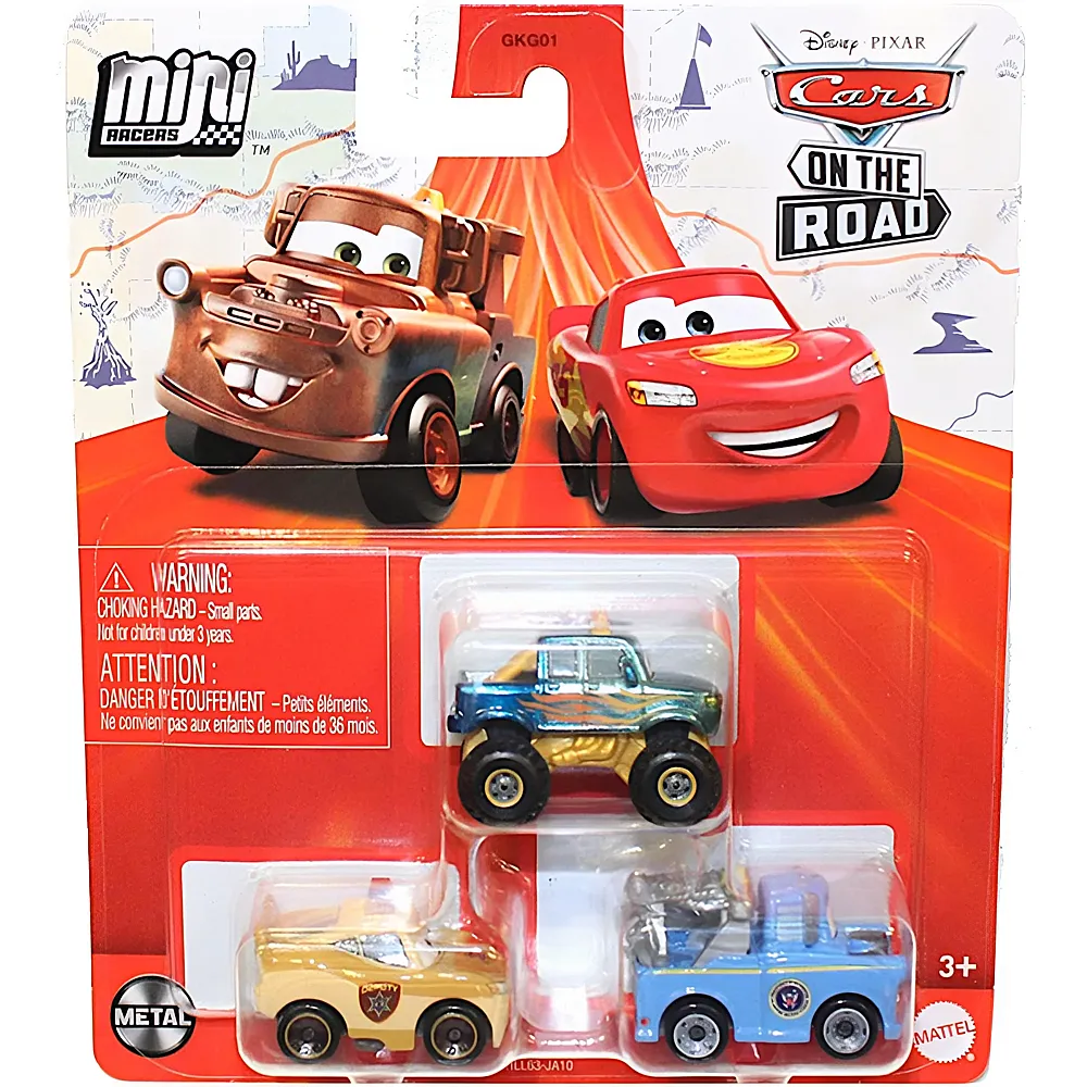 Mattel Mini Racers Disney Cars 3er-Pack Mater, Deputy Hazard Lightning McQueen & Ivy MiniRacers | Spielzeugauto