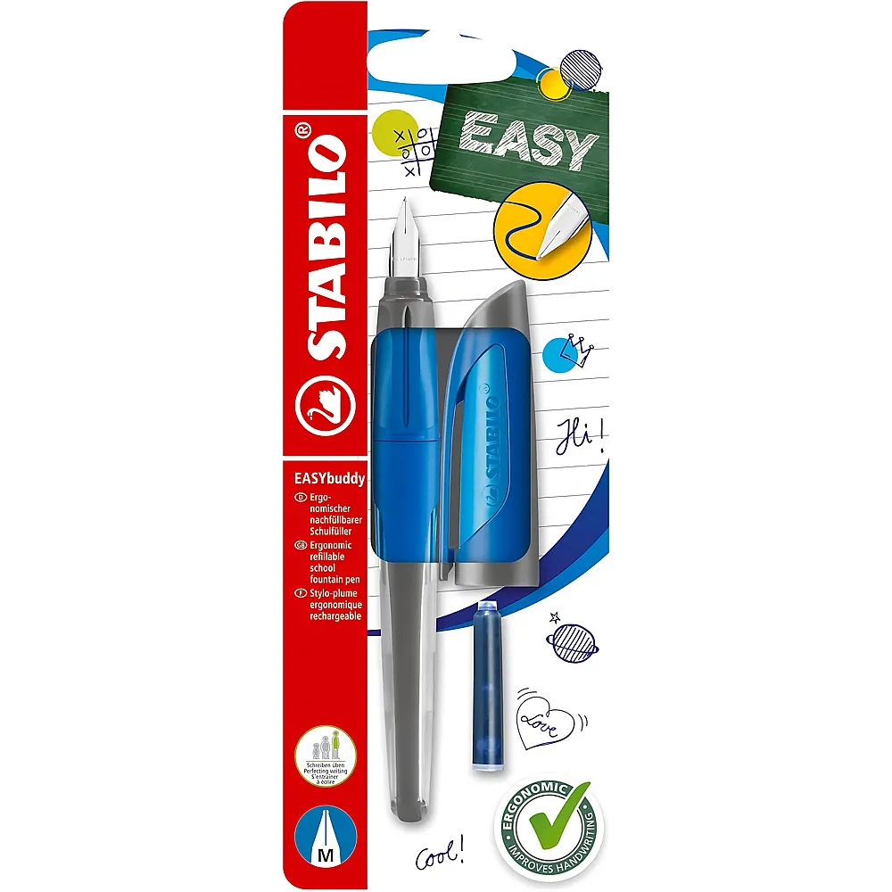 Stabilo Easy Schulf�ller mit Standard-Feder M Blau