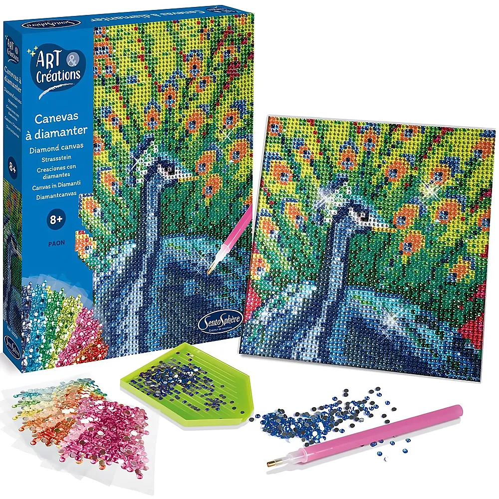 meinspielzeug - Sentosphere Art & Cr�ations Bastelset Strassstein-Bild Pfau | Diamond Painting