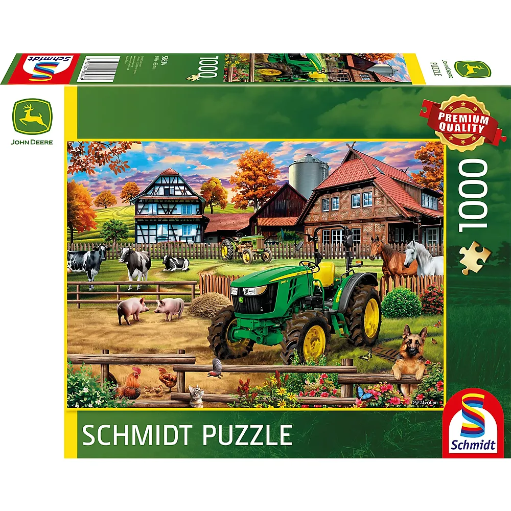 Schmidt Puzzle John Deere 5050E mit Bauernhof 1000Teile