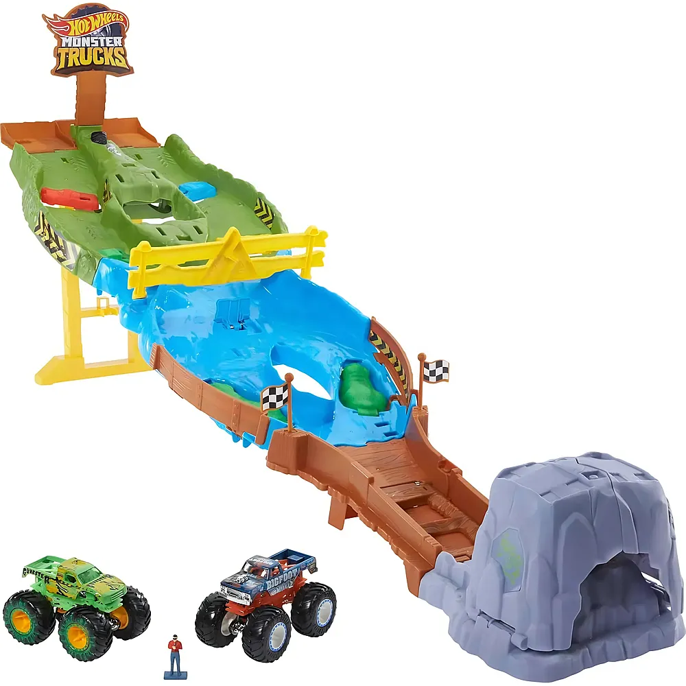 Hot Wheels Monster Trucks Rennstrecke mit den Bigfoot und Gunkster