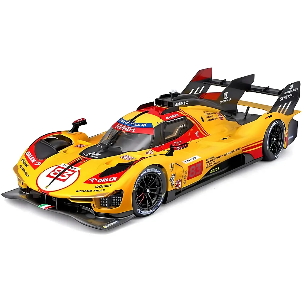 meinspielzeug - Bburago 1:24 Ferrari 499P 24H LMS Hypercar 202483 Gelb | Die-Cast 1:24
