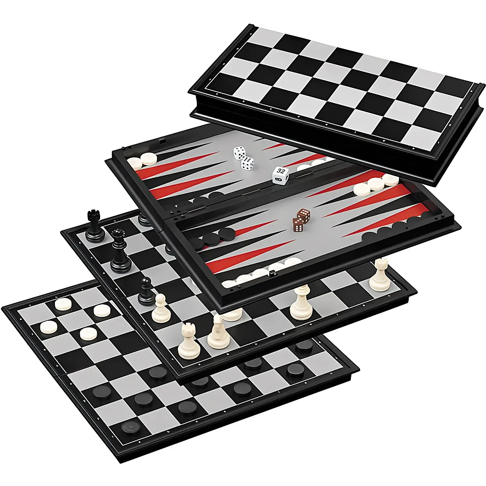 Philos Spiele Schach-Backgammon-Dame-Set, Feld 37 mm
