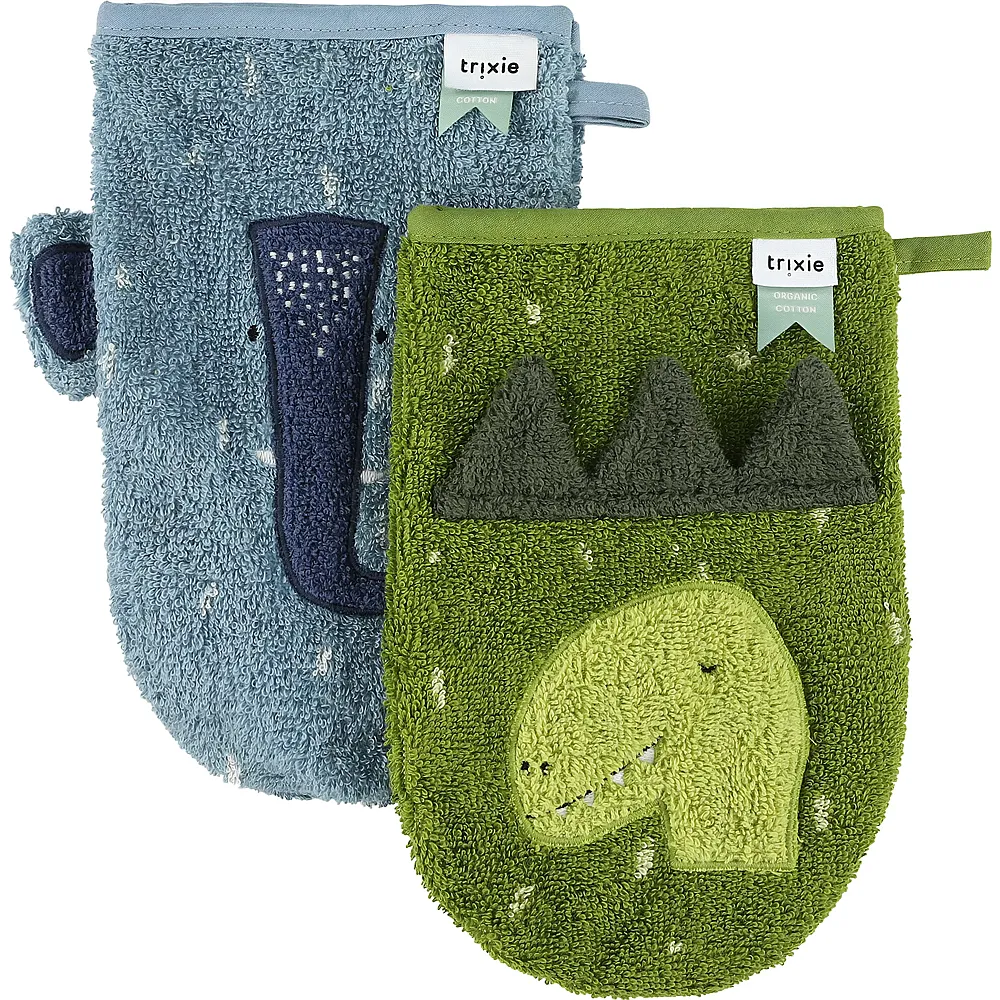 Trixie Waschhandschuh klein 2er Set Dino und Elefant