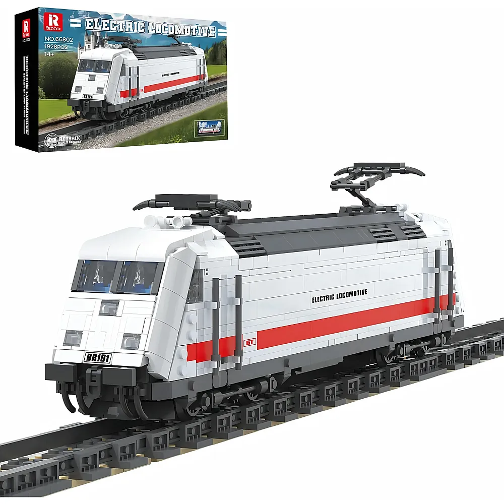 Reobrix Eisenbahn Bausatz mit Gleisen, Deutscher BR101 Elektrolokomotiv Baustein Modell f�r Erwachsene und Kinder