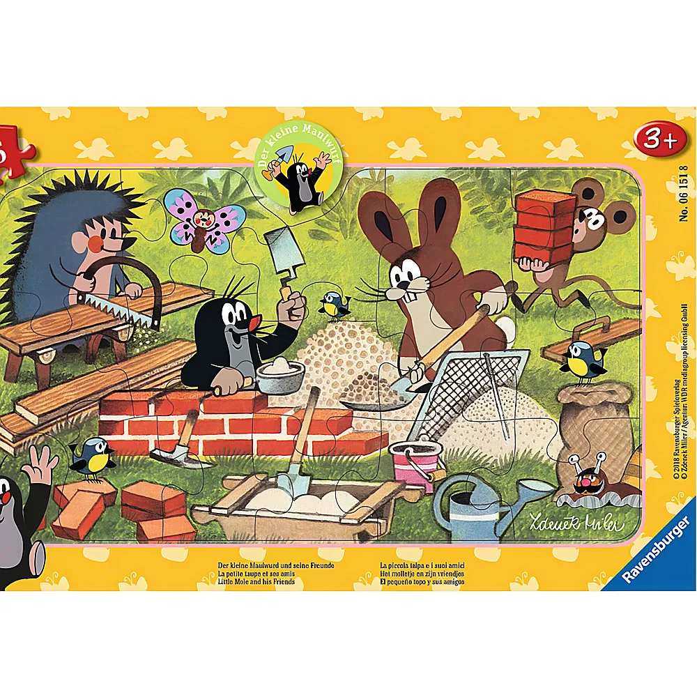 Ravensburger Puzzle Die Maus Der kleine Maulwurf und seine Freunde 15Teile | Rahmenpuzzle