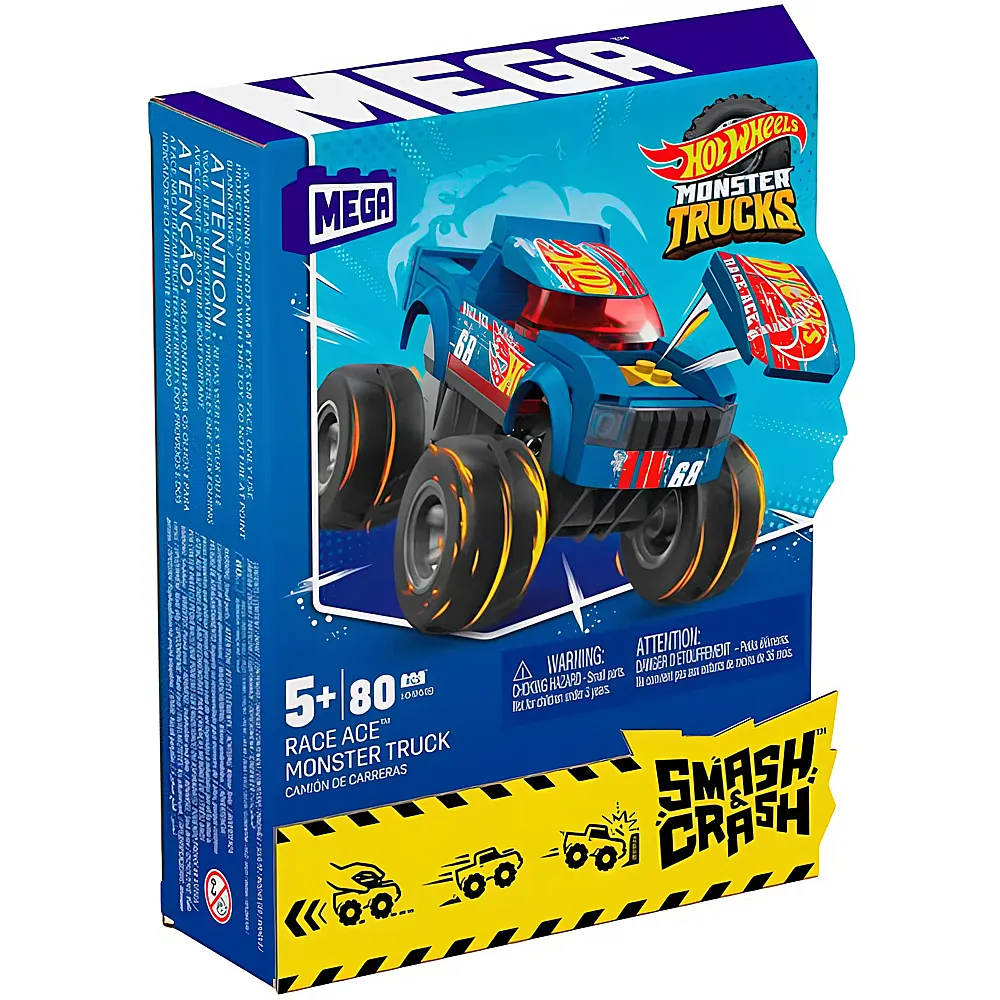 Mega Construx Hot Wheels Smash-und-Crash Race Ace Monster Truck 85Teile