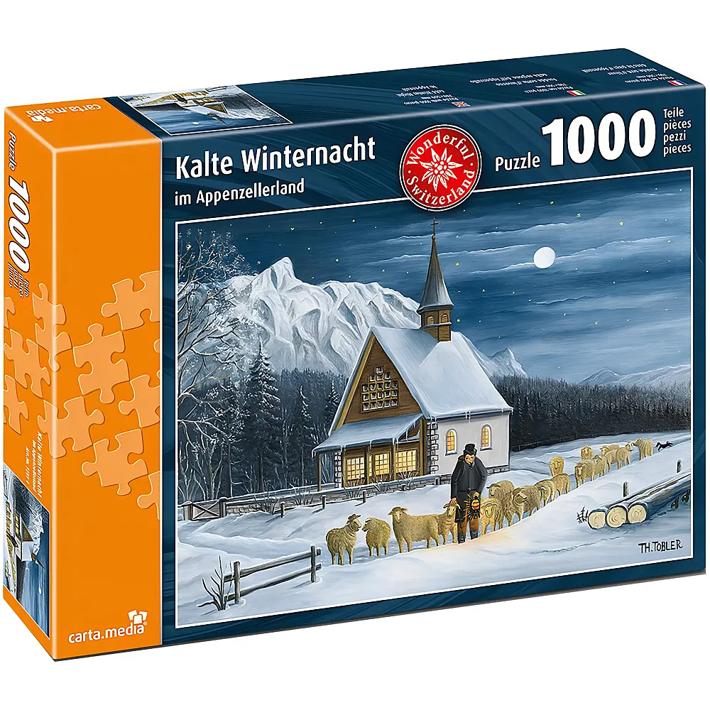 carta media Puzzle Nuit d'hiver froide en Pays d'Appenzell - 1000 pi�ces