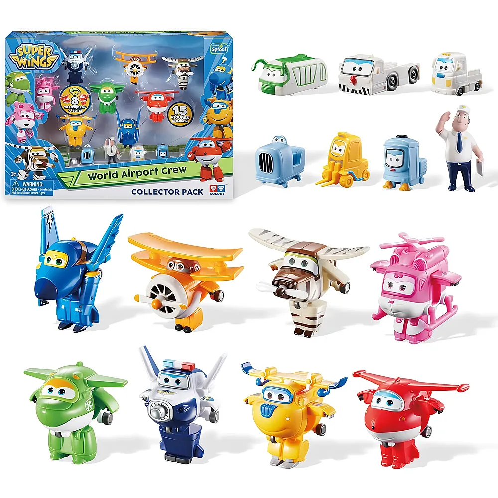 Alpha Toys Super Wings Transform-a-Bots World Airport Crew 15Teile