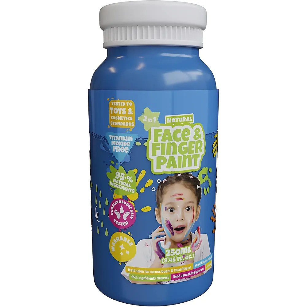 Boti Flasche mit nat�rlicher Gesichts- und Fingerfarbe  Blau, 250 ml