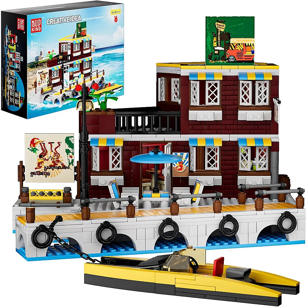 Mould King Creative Idea Fischerhaus mit Fischerboot 10143 - Klemmbausteine Stadtleben