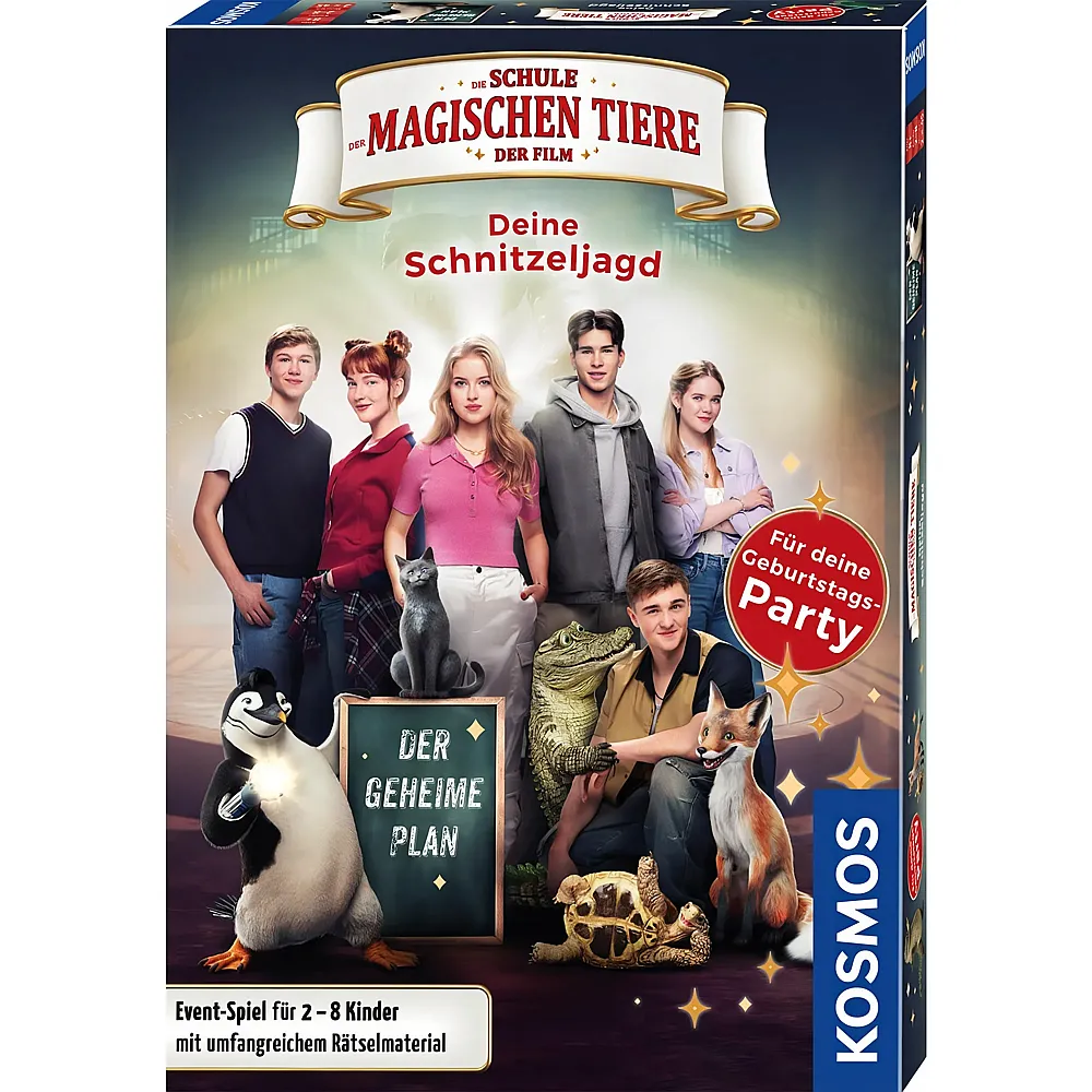 Kosmos 685003 Die Schule der magischen Tiere R�tsel-Party Schnitzeljagd f�r Kinder ab 8 Jahre, Geburtstagsparty mit den Helden aus dem Schule der magischen Tiere Film, f�r 2-8 Kinder Komplett-Set