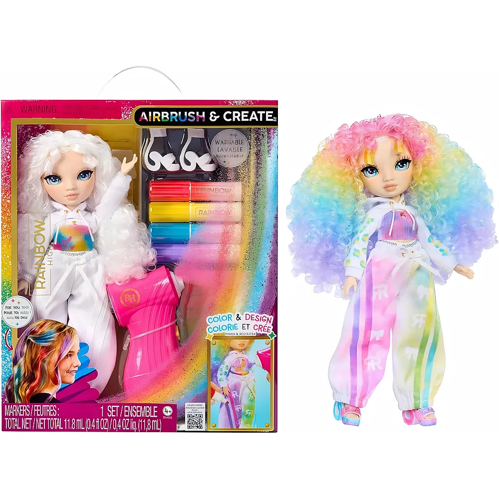 MGA Rainbow High Air Brush & Create Modepuppe mit Airbrush Market Kit