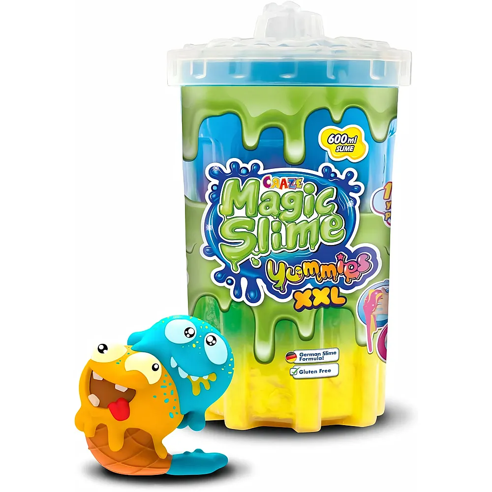 CRAZE Magic Slime - Yummies XL Slurpy  Schleim Kinder in Neonfarben Farbmischungen mit verschiedenen Saugcharakteren