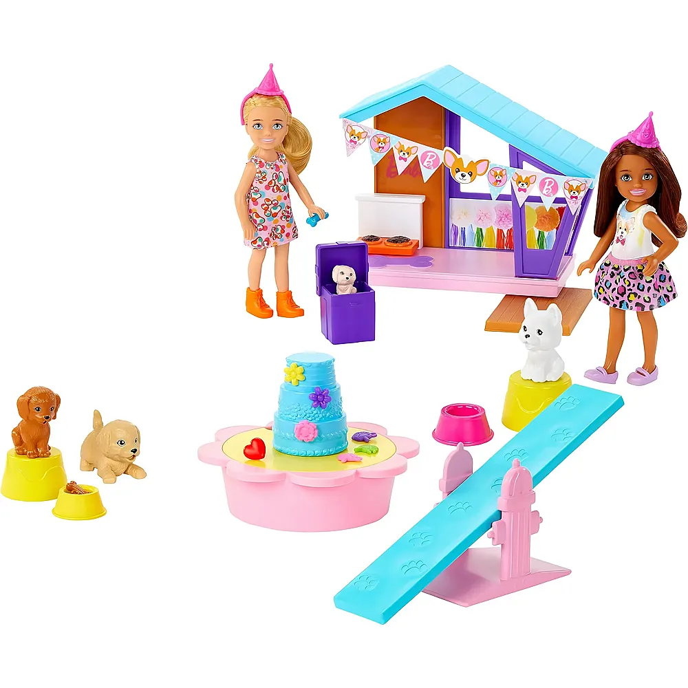 Barbie Chelsea Doggy Party Zwei Puppen mit Haustieren