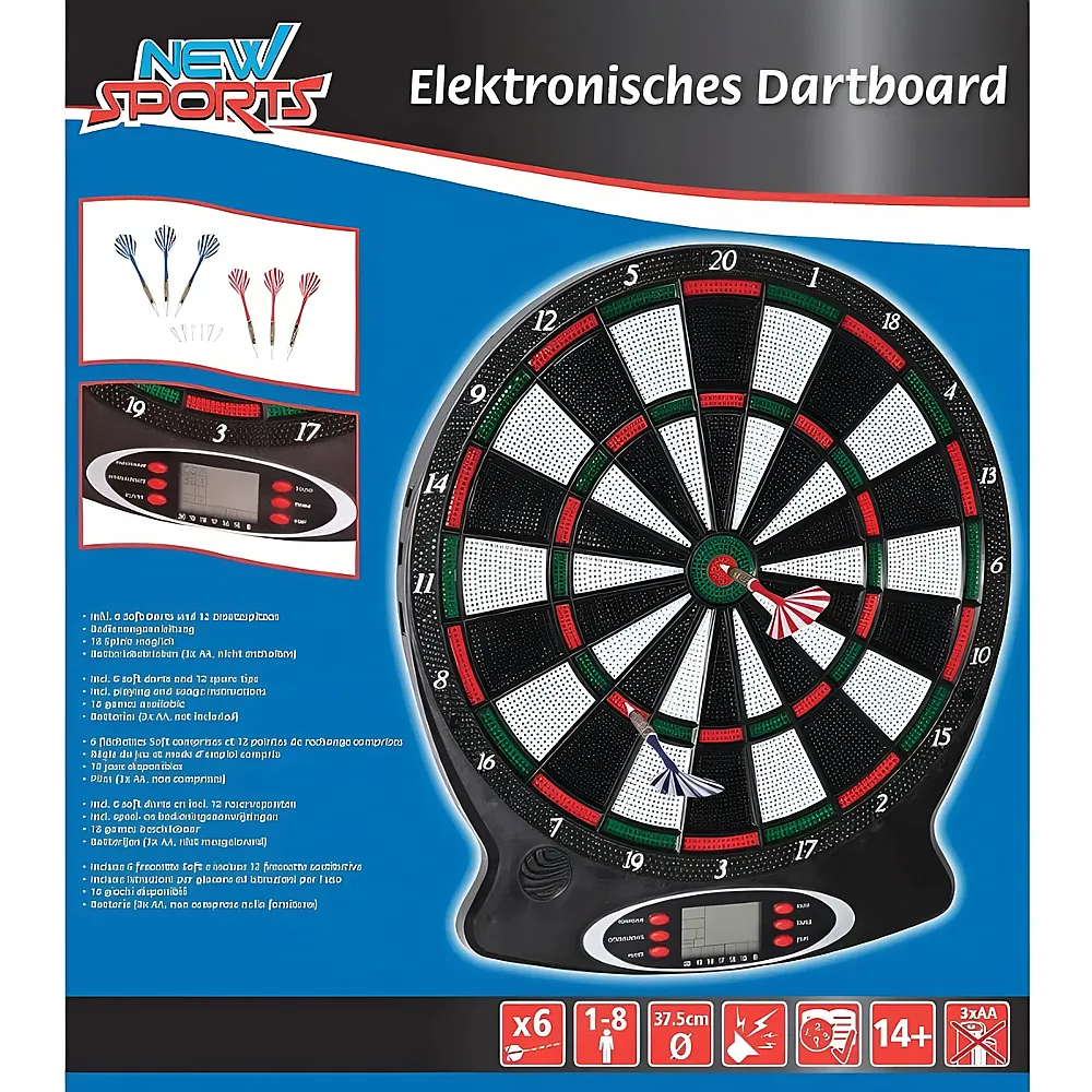 New Sports NSP Elektronisches Dartboard, 18 Spiele